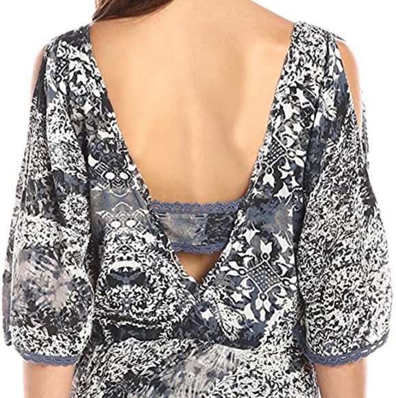 Free People Dress Boho Print Mini Cold Shoulder XS - Picture 5 of 10